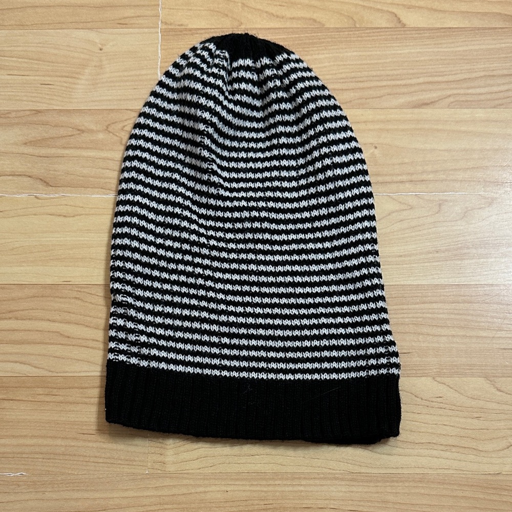 Black and White Striped Beanie